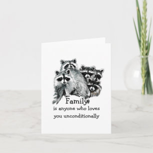 Racoon Family Friends Love Quote Animal  Art Note Card