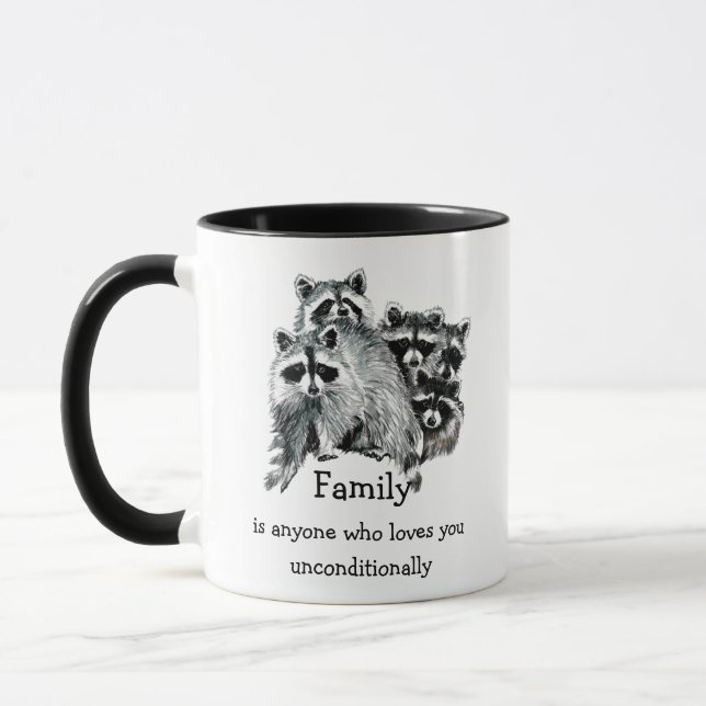 Racoon Family Friends Love Quote Christmas Mug (Left)