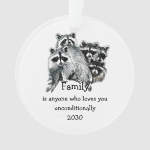 Racoon Family Friends Love Quote Christmas Ornament