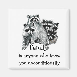 Racoon Family Love Quote Animal Art Magnet