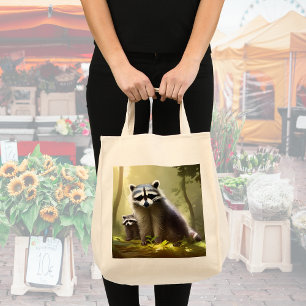 Racoon Family Wildlife Portrait  Tote Bag