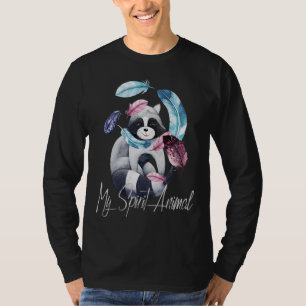 Racoon & Feathers Is My Spirit Animal Design T-Shirt