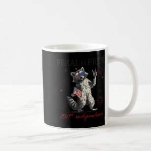 Racoon feral but america 250th anniversary flag coffee mug