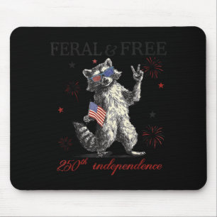 Racoon feral but america 250th anniversary flag mouse mat