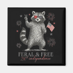 Racoon Feral But America 250th Anniversary Magnet