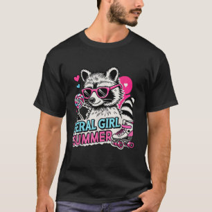 Racoon Feral Girl Summer Cute Retro Racoon Sungla T-Shirt