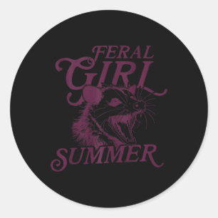 Racoon Feral Girl Summer Tank Top Classic Round Sticker
