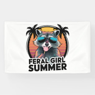 Racoon Feral Girl Summer Vintage Opossum Lover  Banner