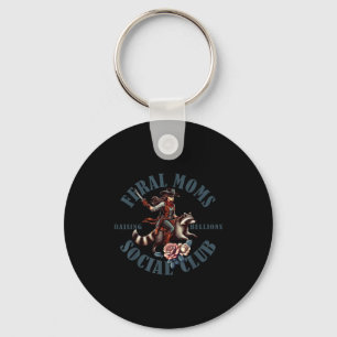 Racoon feral moms social club trendy mum mama key ring