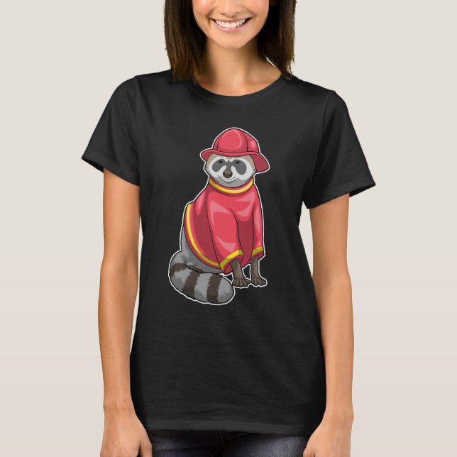 Racoon Firefighter Fire department T-Shirt (Front)