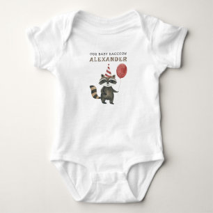 Racoon First Birthday Baby Bodysuit