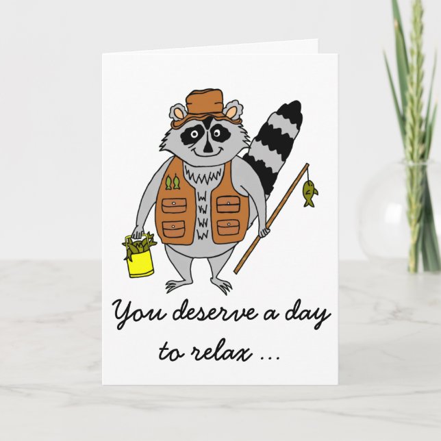 Racoon Fisherman Father's Day Card (Front)