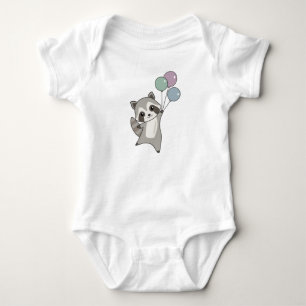 Racoon Flies Balloons Above Cute Animals For Kids Baby Bodysuit