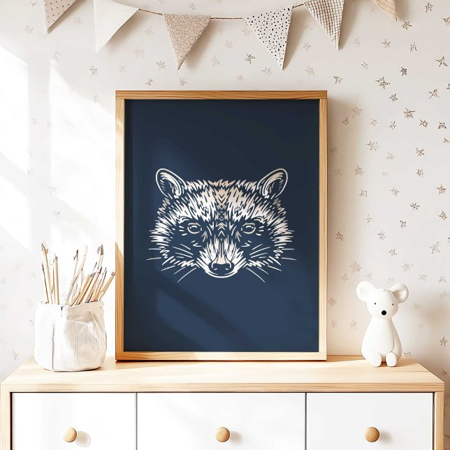 Racoon | Forest Animal Racoon Wall Print (Woodland Raccoon Nursery Wall Art Poster Print by TinkPrints. )