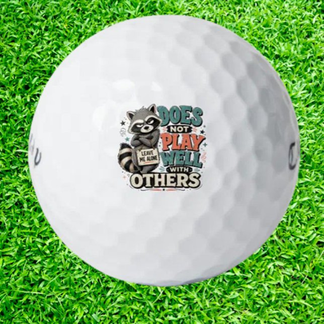  Racoon Funny  Introvert Humour Golf Balls (Own the course with introvert raccoon humor)