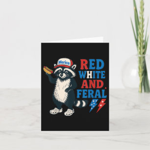 Racoon Funny Patroic Red White And Feral 4th Of J Card