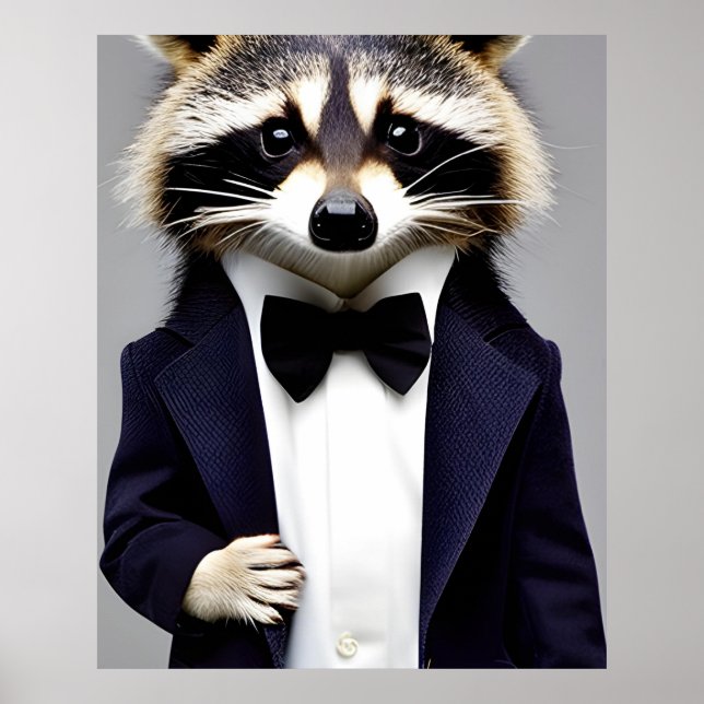 Racoon Gentleman in a suit wall art (Front)