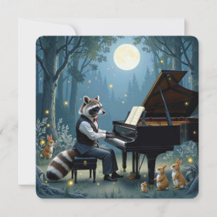 Racoon Giving a Piano Recital In the Forest Invitation