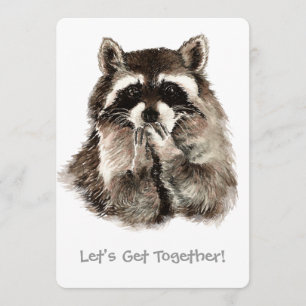 Racoon giving Kisses Farewell Custom Party Invite