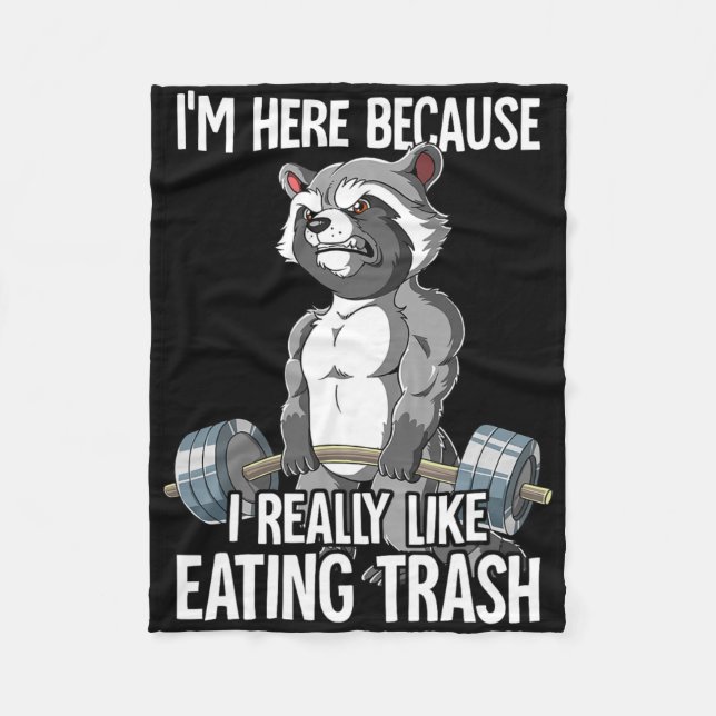 Racoon Gym Weight Training Bodybuilder  Fleece Blanket (Front)