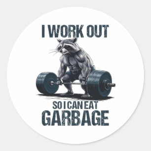 Racoon Gym Weight Training I Work Out So I Can Ea Classic Round Sticker
