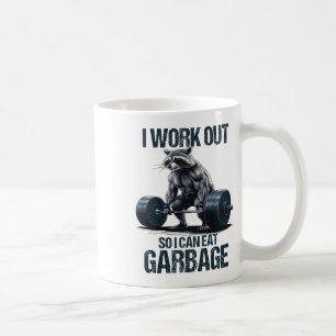 Racoon Gym Weight Training I Work Out So I Can Ea Coffee Mug