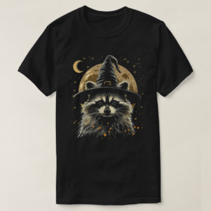 Racoon Halloween Wizard Hat Funny Cute Witch T-Shirt