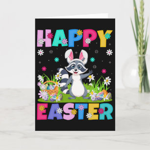 Racoon Happy Easter Egg Hunt Bunny Ear Racoon Ea Card