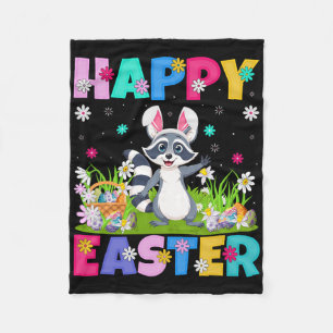 Racoon Happy Easter Egg Hunt Bunny Ear Racoon Ea Fleece Blanket