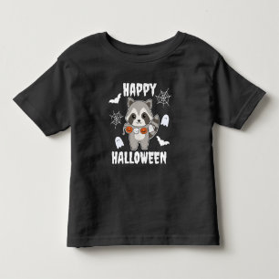 Racoon Happy Halloween Pumpkin Bat Costume Toddler T-Shirt