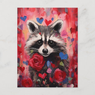 Racoon Hearts Love Postcard