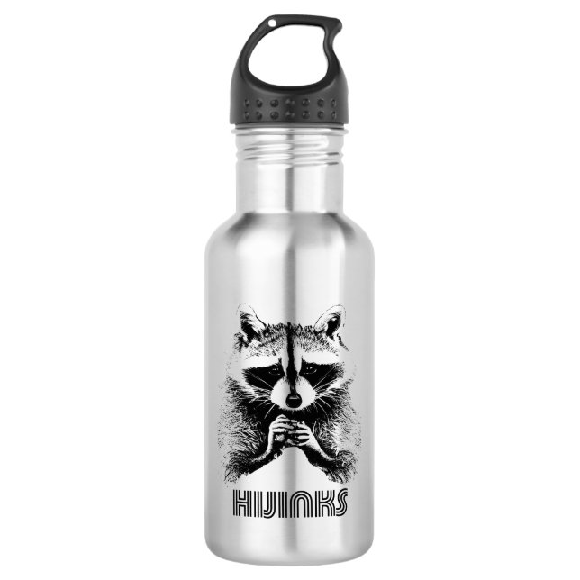 Racoon Hijinks 532 Ml Water Bottle (Front)