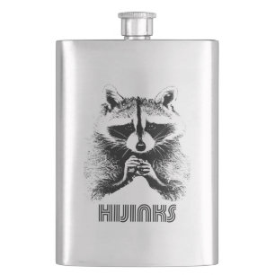 Racoon Hijinks Hip Flask