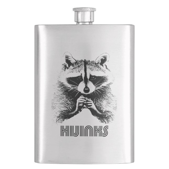 Racoon Hijinks Hip Flask (Front)