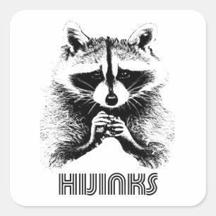 Racoon Hijinks Square Sticker