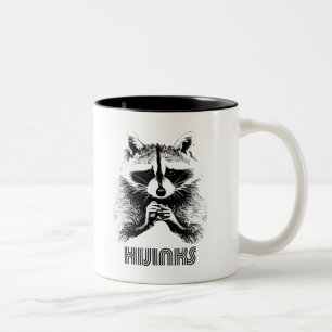 Racoon Hijinks Two-Tone Coffee Mug