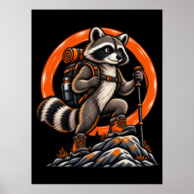 Racoon Hiker – Wild Trails Poster (Front)