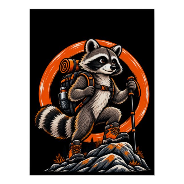 Racoon Hiker – Wild Trails Poster (Front)