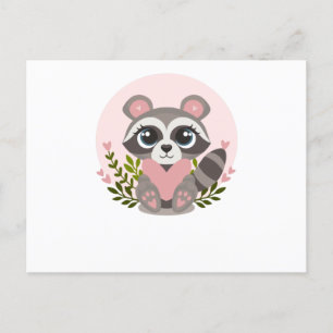 Racoon Holding a heart for Valentine's Day Postcard