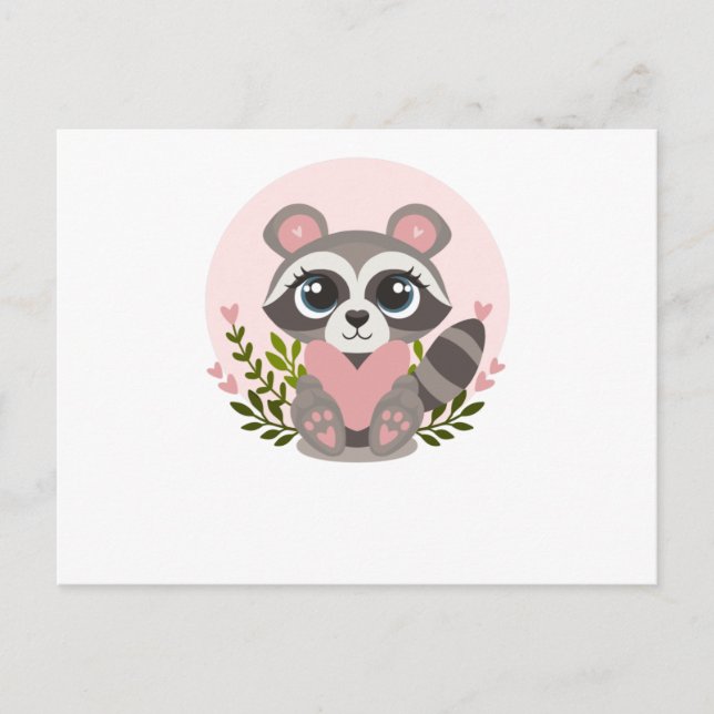 Racoon Holding a heart for Valentine's Day Postcard (Front)