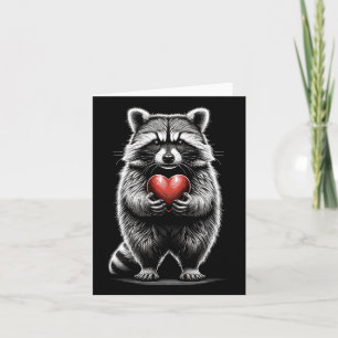 Racoon Holding Heart Valentine's Day Cute Valenti Card
