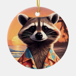 Racoon Holiday Ceramic Tree Decoration