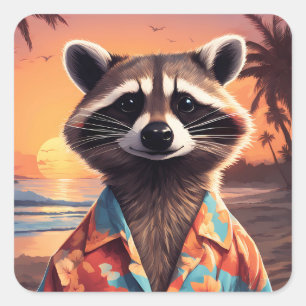 Racoon Holiday Square Sticker