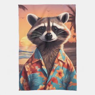 Racoon Holiday Tea Towel
