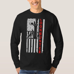 Racoon Hunting Season Usa Flag Coon Hunter T-Shirt