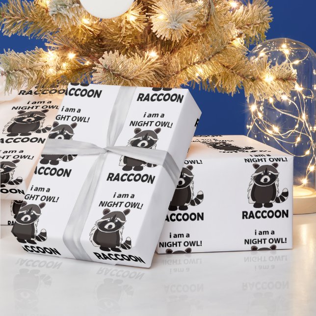 Racoon I am A Night Owl Funny Racoon Wrapping Paper (Holidays)