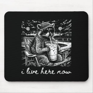 Racoon i live here now mouse mat