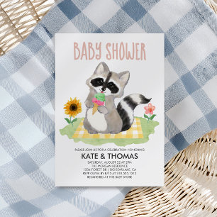Racoon Ice Cream Picnic Baby Shower Invitation