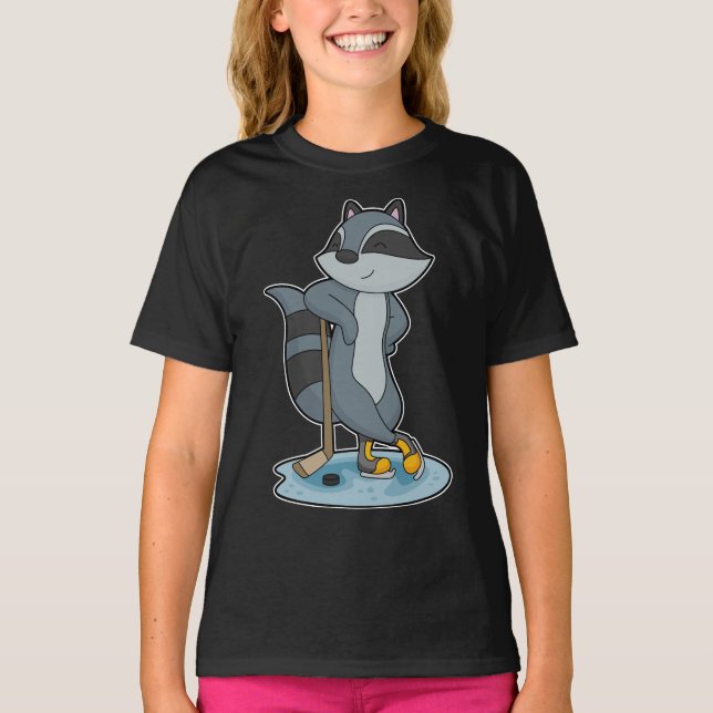 Racoon Ice Hockey Ice hockey stick T-Shirt (Front)