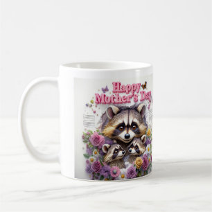 Racoon Illustration Celebrating Mother's day Coffee Mug
